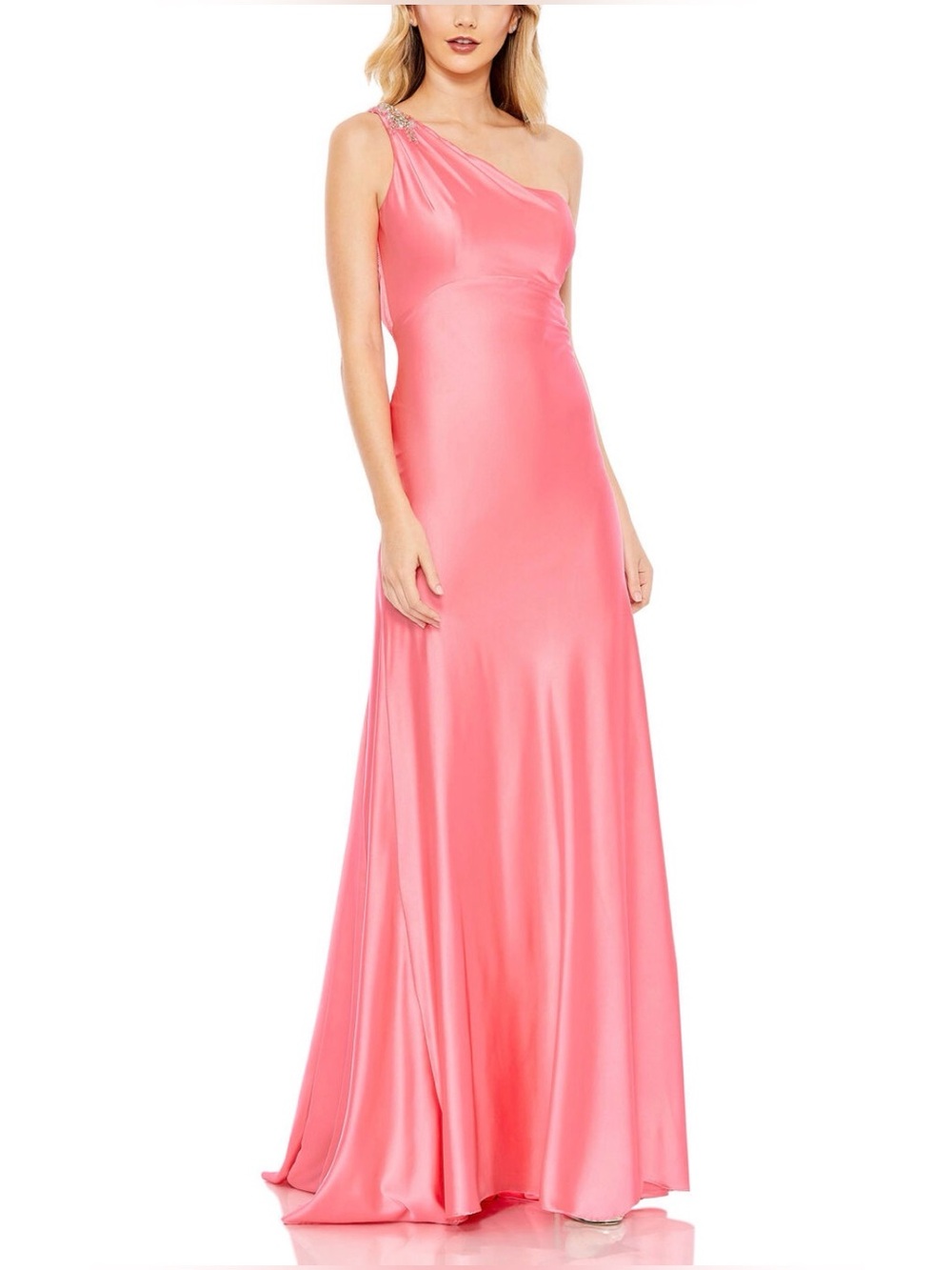 Mac Duggal 680461 Pink Beaded One Shoulder Backless Gown Size 2 NWT